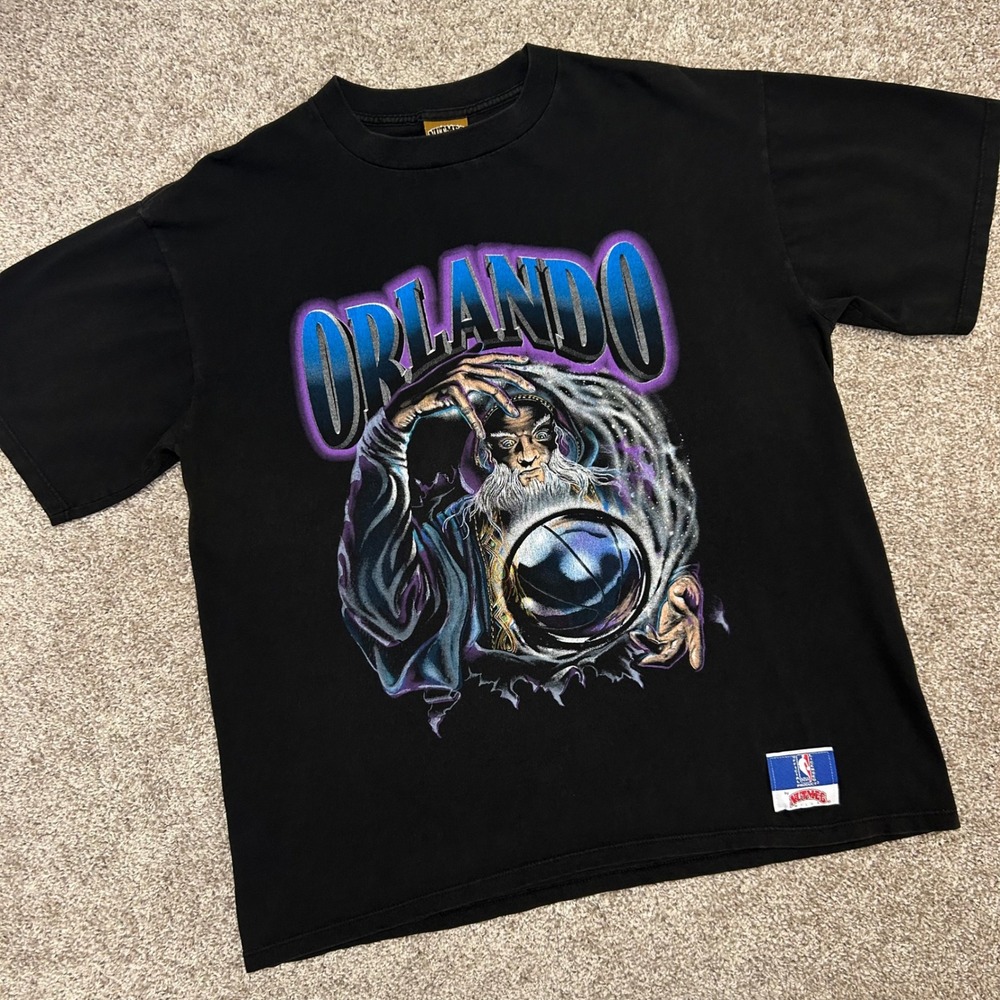 Vintage Orlando Magic Wizard Double Sided Tshirt Men Large Nutmeg Mills 1993 90s